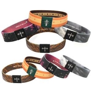 Custom Full Color Printing Elastic Fabric Polyester <strong>Bracelet</strong> Event Poly-Elastic <strong>Wristbands</strong> for Promotion - Product Image 1