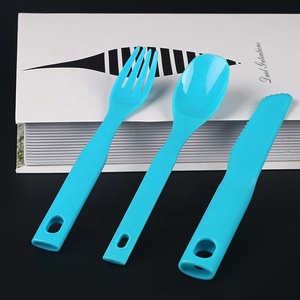 Taşınabilir 3 adet çevre dostu yemek seti plastik bıçak çatal kaşık kamp çatal seyahat çatal bıçak takımı takım için - Product Image 3