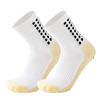 Chaussettes de sport de football pour hommes, blanches, logo personnalisé, coton, terry, antidérapantes, respirantes, chaussettes de football antidérapantes