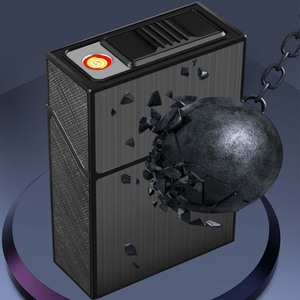 Étui à cigarettes en métal de luxe avec briquet USB intégré, design original, boîte en étain étanche, logo <span class=keywords><strong>personnalisable</strong></span>, vente en gros - Product Image 4