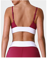 Soutien-gorge de yoga à fines bretelles et blocs de couleur, sensation seconde peau, coussinets amovibles, antichoc, effet liftant, pour femme, course et entraînement