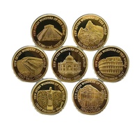 Nouvelles Merveilles Architecturales du Monde : Médaille Commémorative en Fer avec Impression UV - Pyramide, Grande Muraille, Taj Mahal