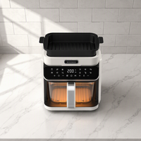 Friteuse à air visuelle OEM personnalisée 5,5 L avec panier en verre, multifonctionnelle, à commande tactile, machine de cuisson électrique sans huile pour usage domestique