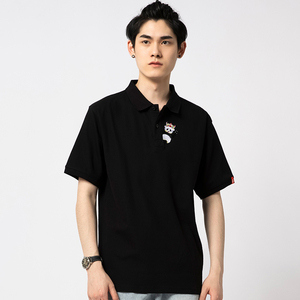 Panda-patterned Watermark Printed Vintage Oversized T-shirt Made of Pure <strong>Cotton</strong> Loose Fit Summer Business <strong>Wear</strong> - Product Image 1