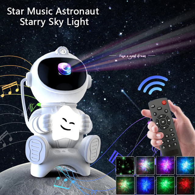 Astronaut Star Moon Projector White Noise Speaker Lights for Bedroom Nebula Night Light Starry galaxy Projector