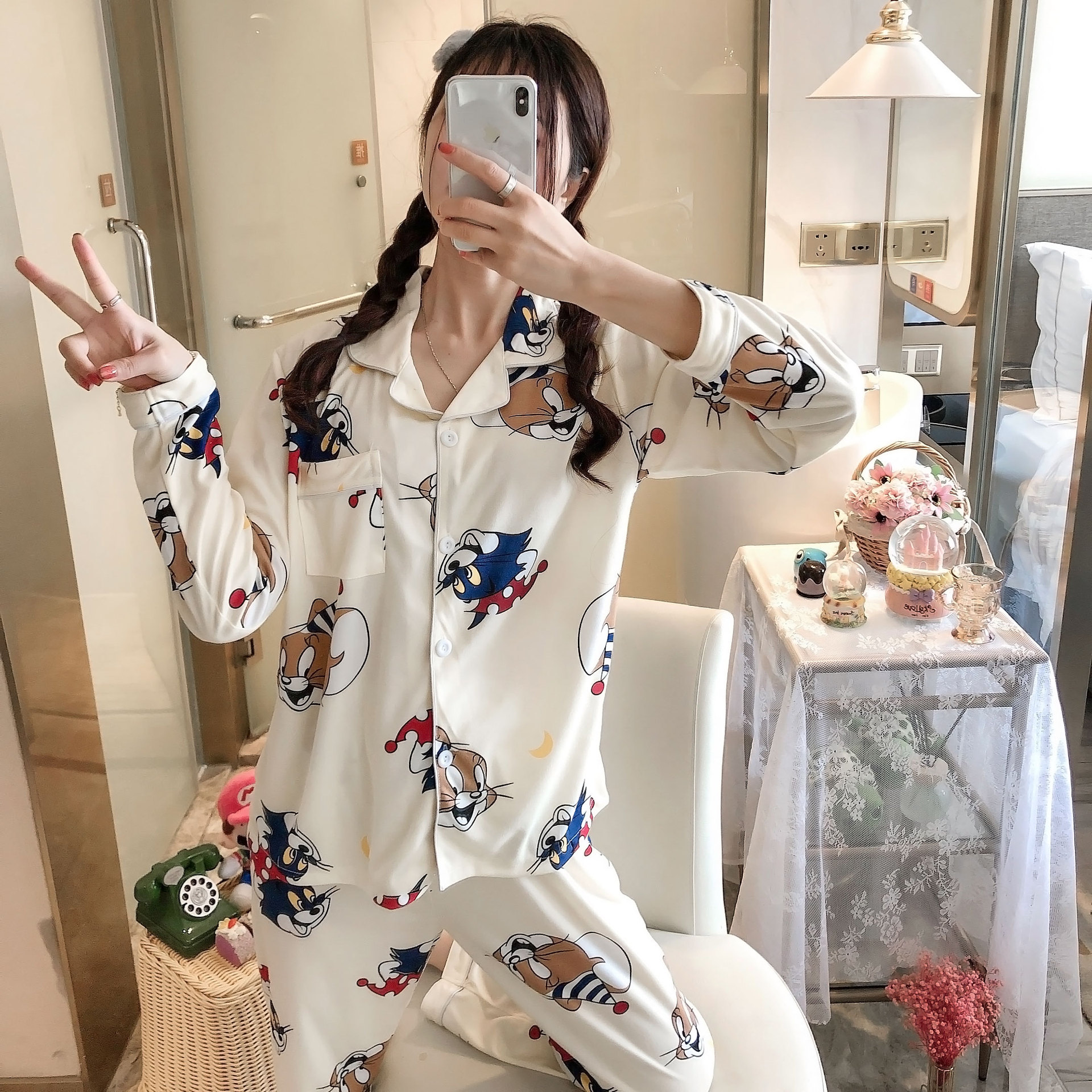 S cat and mouse cardigan long set