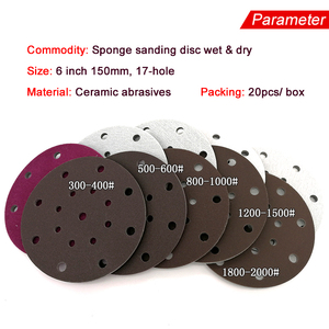 Disque de ponçage en mousse rouge de 6 pouces à 17 trous avec fixation auto-agrippante, abrasif, pour ponçage humide et sec, pour le polissage du métal et du bois - Product Image 3