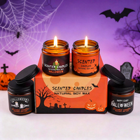 Ensemble de bougies parfumées d'Halloween, 4 x 100g, boîte-cadeau en verre, parfum personnalisé, décoration d'ambiance effrayante pour la maison, aromathérapie