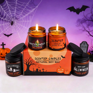 Juego de Regalo de Velas Aromáticas de <span class=keywords><strong>Halloween</strong></span> al por Mayor, 4 Piezas, 100 g, en Frascos de Vidrio, Etiqueta Privada, Fragancia Personalizada, Aromaterapia para el Hogar, Regalo Espeluznante - Product Image 2