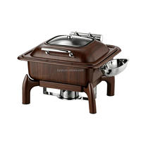 Plat de service rectangulaire en bois grainé 9L pour buffet, hôtel, restaurant – Maintien au chaud des pizzas et des aliments chauds