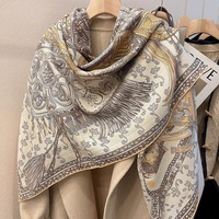Écharpe carrée grande taille double usage pour femme, texture printemps-automne, châle chaud polyvalent et élégant