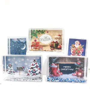 Set Hadiah Natal Instax bingkai foto ukuran Mini Glitter akrilik dekorasi rumah plastik untuk foto yang dipersonalisasi