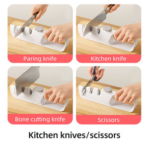 Trắng <span class=keywords><strong>ABS</strong></span> ba giai đoạn cắt kéo dao mài có thể điều chỉnh mài để mài nhanh dụng cụ nhà bếp - Product Image 6