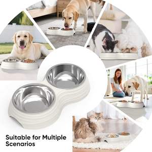 Juego de Platos para Perro de Acero Inoxidable, Plato Doble para Comida y Agua, Antideslizante, para Perros Medianos - Product Image 5