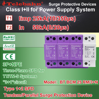 Parafoudre AC 255V 25kA 10/350μs SPD Imax8/20μs 100kA 3P+NPE Dispositif de protection contre les surtensions triphasé pour TT/TN-S