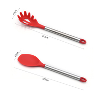 Ensemble d'ustensiles de cuisine en silicone avec seau, 11 pièces : fouet à œufs, cuillère à spaghetti, cuillère ajourée, louche, spatule, pinces alimentaires, brosse, racloir