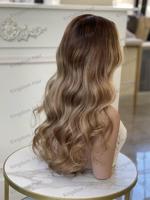 Perruque de cheveux humains européens Remy de qualité supérieure, perruque de Balayage de cheveux humains, de couleur Blonde, Body Wave, perruque casher pour femmes