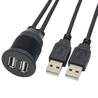 Pour voiture bateau moto noir rond double USB 2.0 panneau encastré câble étanche