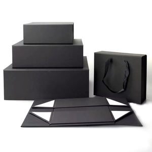 <b>Black</b> Rectangle Rigid Gift <b>Boxes</b> With Handle For Jewelry Watch Eyewear Packaging - Product Image 1