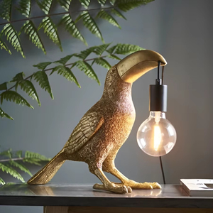 Vintage Toucan Bird <b>Table</b> <b>Lamp</b> with Exposed Bulb Decorative Resin Light for Living Room Bedroom <b>Study</b> Decor - Product Image 4