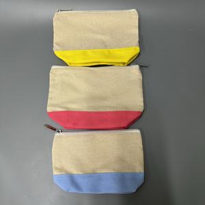 Petite pochette de maquillage cosmétique en coton jute de luxe personnalisée pochette de maquillage de beauté sac à fermeture éclair avec logo pour les femmes de voyage - Product Image 1