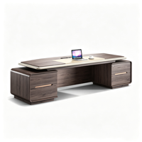 Bureau de direction en bois massif de luxe, table moderne pour PDG avec armoire latérale pour bureau de manager