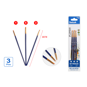 3-delige Blauwe Handgreep Kwast Set Hout Met Nylon Haar Voor Artistieke Schilderkunst En Ambachten Inclusief Olie Aquarel Borstels - Product Image 1