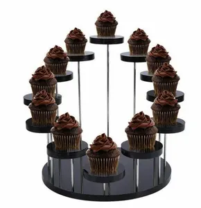 Cake holders for decorating wedding parties, dessert racks, acrylic display racks, cupcakes, jewelry (12 holders, black)