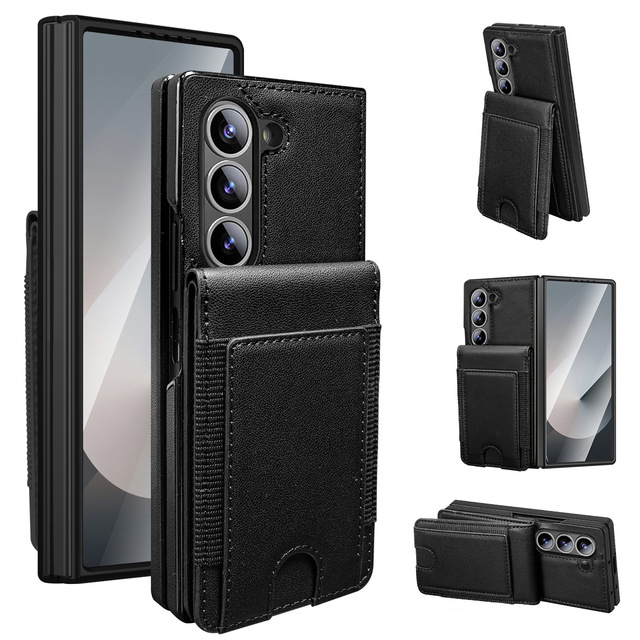Newest PU Leather Wallet Case with Magnetic Transparent Back Compatible for samsung Galaxy Z Fold 3/4/5/6/7 Mobile Phone
