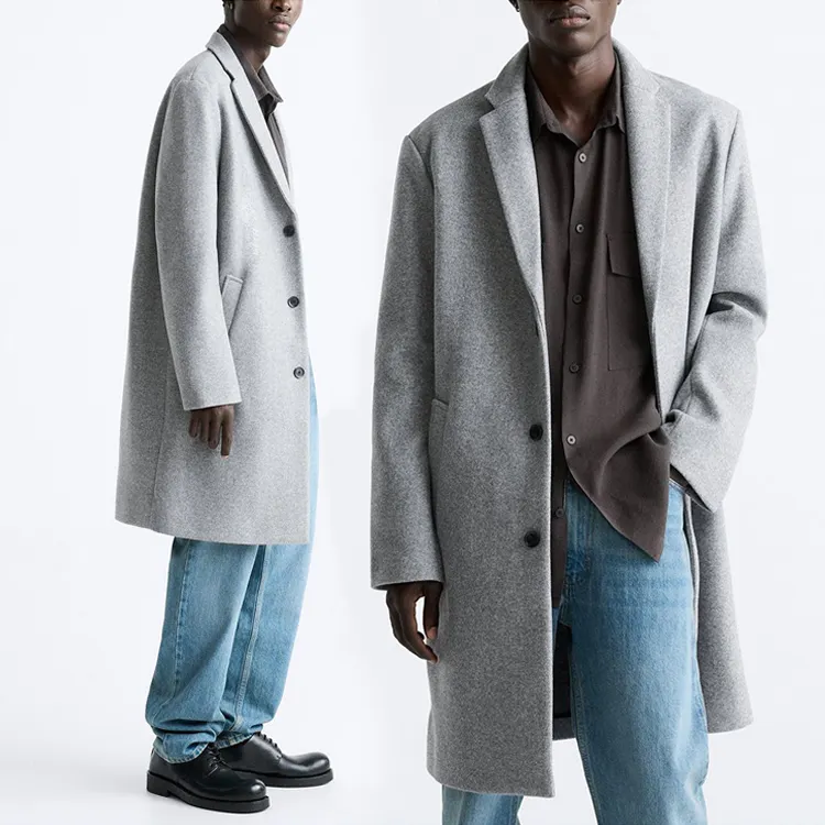 겨울 패션 무거운 유틸리티 면 옷깃 남성 대형 싱글 브레스트 의류 슬림 트렌치 코트 따뜻한 외투 재킷