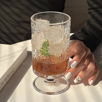 Verre à jus haut et élégant pour la maison, design créatif transparent à motif grain de bois et côtés droits, pour thé aux fruits et eau pétillante