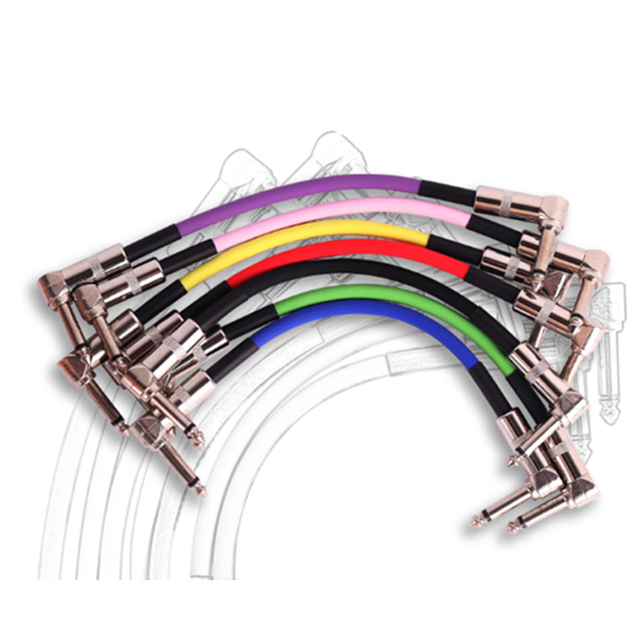 20CM Durable Plastic Audio Mono Pedalboard Guitar Bass Patch Cable for Electric Guitar and Amplifier with Colored Effect Pedals
