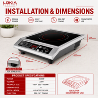 Cuisinière à induction électrique portable de haute qualité 3500W haute puissance, étanche IPX4, pour comptoir