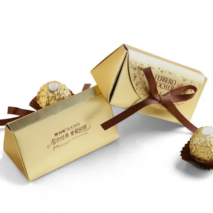 Aangepaste Luxe Gestanste Papieren Doos Chocolade Snoep Verpakking Geschenkdoos Met Lint
