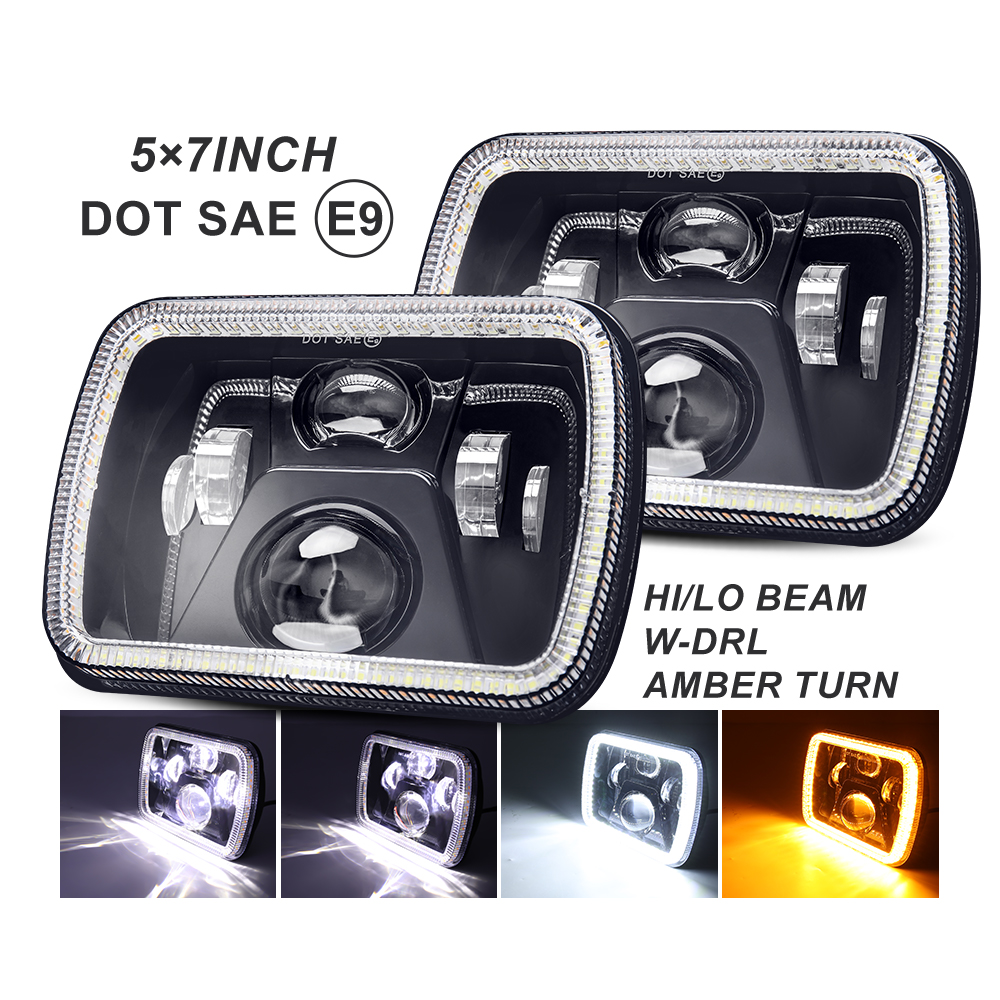E9 DOT SAE Approved 5x7 Inch LED Headlights for Jeep Cherokee