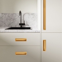 Poignées de meuble en métal de luxe, encastrées, classiques, pour porte coulissante de cuisine, poignée invisible