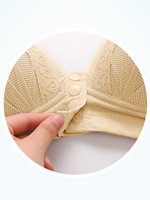 Soutien-gorge Confort Fin à Bordure Dentelle pour Femmes Âgées, Fermeture Avant, Dos en U Uni, Maille Respirante, Coupe Pleine, Sans Armature, Soutien Doux, Tailles S-XXL