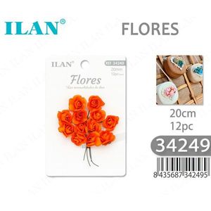 ILAN Fiori Artificiali 20mm 12 Pezzi Rose Arancioni per Artigianato e Decorazione - Product Image 3