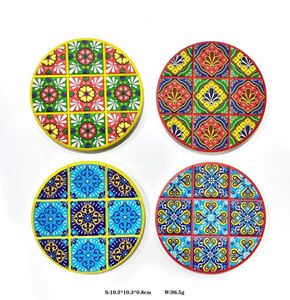 Posavasos Redondos de Corcho y Cerámica con Diseño Mandala Bohemio, Resistentes al Calor y Antideslizantes, para Mesa de Comedor, Personalizables - Product Image 3