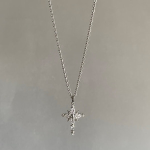 Collana con Ciondolo a Croce Gotica Multistella in Argento, Zirconia Cubica Marquise, Catena Sottile, Gioielli Streetwear per Uomo e Donna - Product Image 3