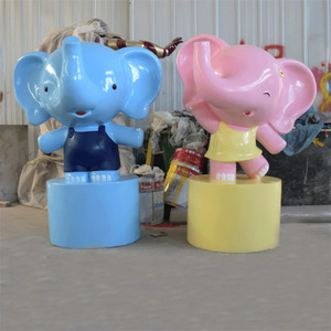 Jiahua Cartoon <b>Elephant</b> Fiberglass Outdoor <b>Decoration</b> Figure Floor Mount Animal Sculpture - Product Image 3