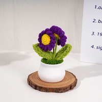 Mini-pots de fleurs au crochet faits main, décorations florales artisanales tricotées pour la Fête des Mères, la remise des diplômes, Halloween - Polyester