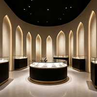 Vitrine de Luxe Incurvée Personnalisée pour Bijoux avec Éclairage LED – Solution Complète Tout-en-un pour l'Aménagement de Boutiques de Bijouterie en Centre Commercial
