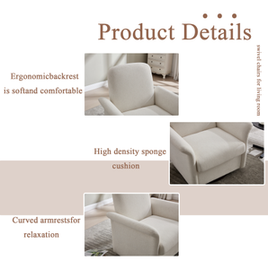 Swivel Accent Chair Modern Barrel Armchair with Wood Base Soft Leisure Chair for Apartment Bedroom Reading Waiting Living Room - Product Image 5