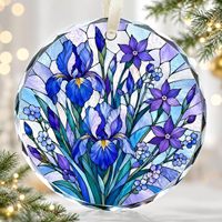 Ornements suspendus en verre teinté et en cristal, décorations pour arbre de Noël, fleurs, idée cadeau unique pour les amis et la famille