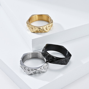 Star Moon Eye <b>Titanium</b> Steel <b>Ring</b> For Men Fashion Retro Style Jewelry Gift Accessory Silver Gold <b>Black</b> Color - Product Image 1