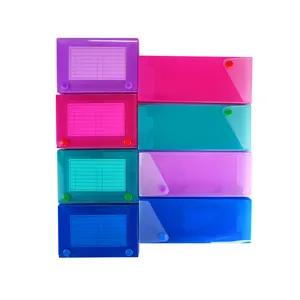 Colorful Pp Stationery School Plastic Pp With Snap Button Pencil Box