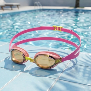 Occhialini da Nuoto per Bambini Antiappannamento Protezione UV Montatura in Silicone Morbido Lenti Rosa a Specchio Cinturino Regolabile per Bambini e Ragazzi Piscina Spiaggia - Product Image 1