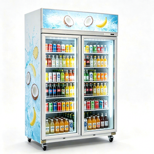 Réfrigérateur commercial vertical à porte vitrée, refroidissement par air, 2 portes, compresseur monté en hauteur - Product Image 1
