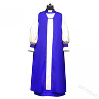 Nouveau Rétro Taoïste Prêtre Église Uniforme Col Debout Robe Lanterne Manches